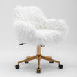 Fluffy White Faux Fur Swivel Desk Chair — Allure Home Collections
