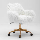 Fluffy White Faux Fur Swivel Desk Chair — Allure Home Collections
