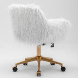 Fluffy White Faux Fur Swivel Desk Chair — Allure Home Collections