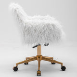 Fluffy White Faux Fur Swivel Desk Chair — Allure Home Collections