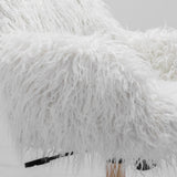 Fluffy White Faux Fur Swivel Desk Chair — Allure Home Collections