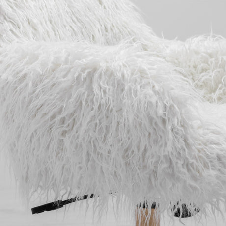 Fluffy White Faux Fur Swivel Desk Chair — Allure Home Collections