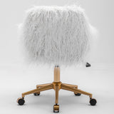 Fluffy White Faux Fur Swivel Desk Chair — Allure Home Collections