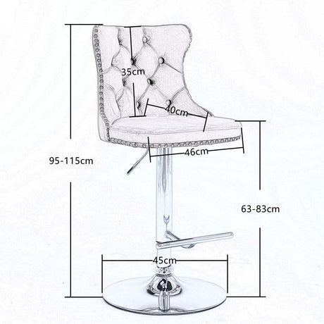 Velvet studded bar stool seat close-up — Allure Home Collections