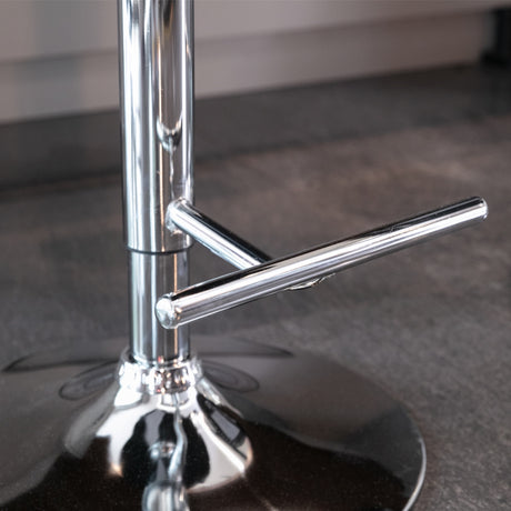Side profile of height adjustable velvet bar stool showing gold base — Allure Home Collections