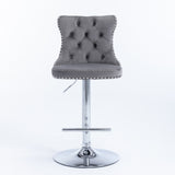 Velvet studded bar stool seat and backrest close-up — Allure Home Collections