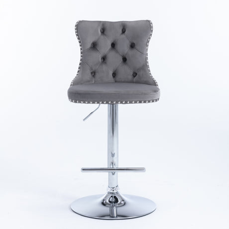 Velvet studded bar stool seat and backrest close-up — Allure Home Collections