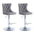 Height adjustable velvet studded swivel bar stool pair with chrome base — Allure Home Collections