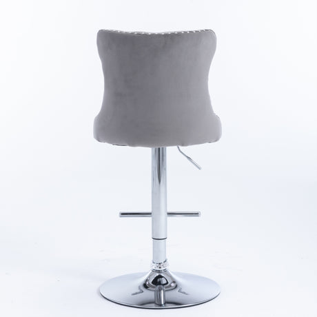 Two chrome base velvet bar stools in modern kitchen — Allure Home Collections