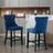 Pair of velvet stud trim bar stools at kitchen counter — Allure Home Collections