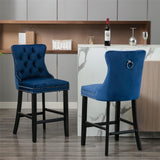 Pair of velvet stud trim bar stools at kitchen counter — Allure Home Collections