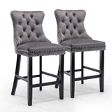 Waterways Velvet Bar Stool, Grey 4pcs