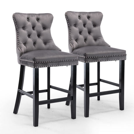 Waterways Velvet Bar Stool, Grey 4pcs
