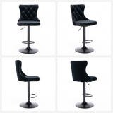 Pair of velvet nailhead bar stools in contemporary kitchen — Allure Home Collections