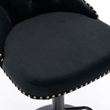 Nailhead bar stool showing chrome gas lift and footrest detail — Allure Home Collections