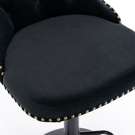 Nailhead bar stool showing chrome gas lift and footrest detail — Allure Home Collections