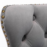 Velvet nailhead bar stool seat close-up showing stud trim — Allure Home Collections