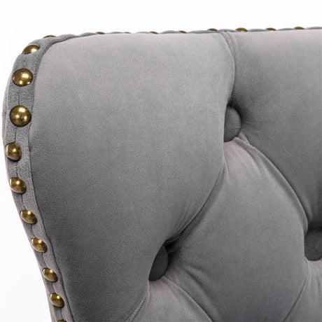 Velvet nailhead bar stool seat close-up showing stud trim — Allure Home Collections