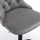Velvet nailhead bar stool chrome base and footrest detail — Allure Home Collections
