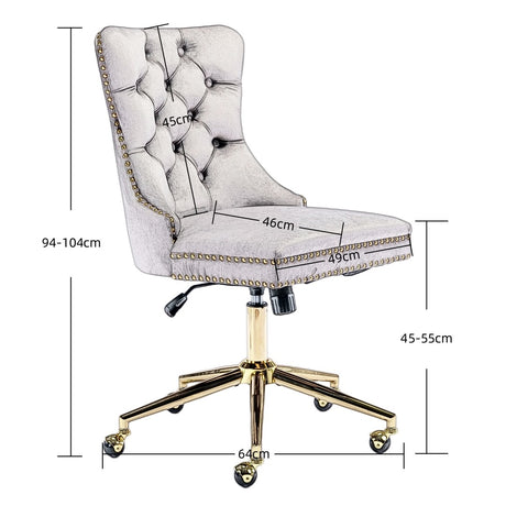 Pink Velvet Home Office Chair with Polished Swivel Base — Allure Home Collections
