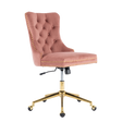 Pink Velvet Home Office Chair with Polished Swivel Base — Allure Home Collections