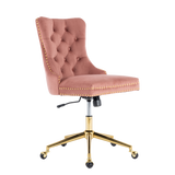 Pink Velvet Home Office Chair with Polished Swivel Base — Allure Home Collections