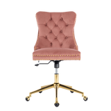 Pink Velvet Home Office Chair with Polished Swivel Base — Allure Home Collections