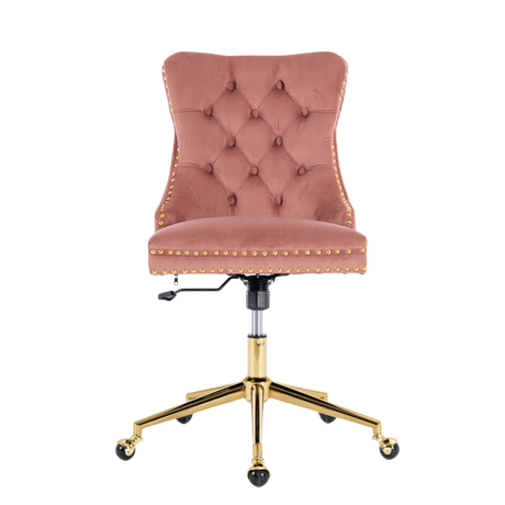 Pink Velvet Home Office Chair with Polished Swivel Base — Allure Home Collections