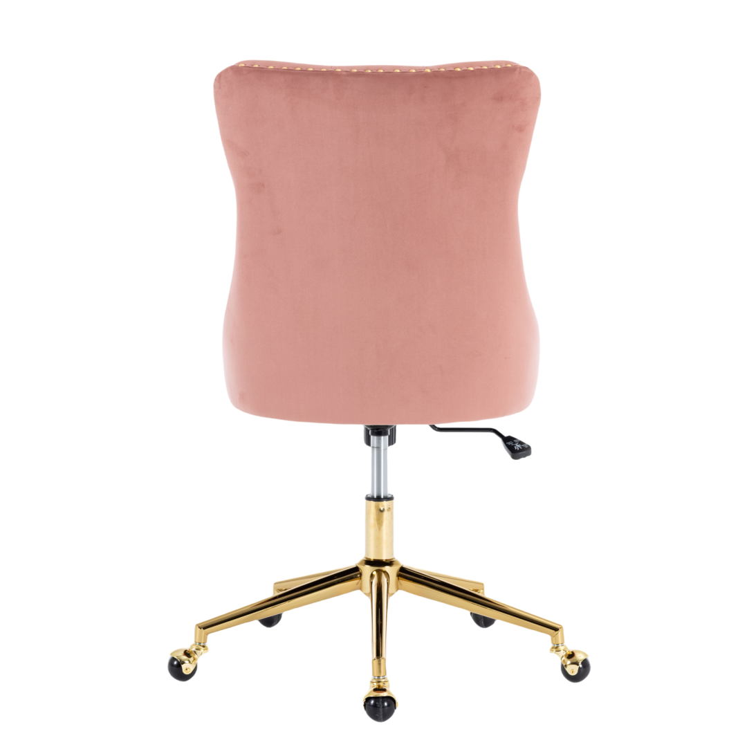 Pink Velvet Home Office Chair with Polished Swivel Base — Allure Home Collections