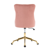 Pink Velvet Home Office Chair with Polished Swivel Base — Allure Home Collections