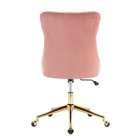 Pink Velvet Home Office Chair with Polished Swivel Base — Allure Home Collections