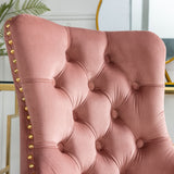 Pink Velvet Home Office Chair with Polished Swivel Base — Allure Home Collections