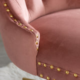 Pink Velvet Home Office Chair with Polished Swivel Base — Allure Home Collections