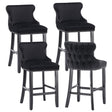 Elegant velvet tufted bar stools set of 4 with wooden legs — Allure Home Collections