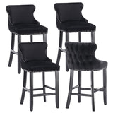 Elegant velvet tufted bar stools set of 4 with wooden legs — Allure Home Collections