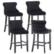 Silverleaves button tufted velvet bar stool black in a modern kitchen