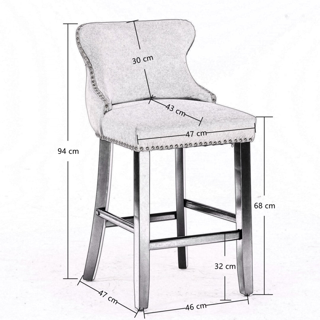 Silverleaves Button Tufted Velvet Bar Stool, Black 4pcs