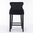 Velvet upholstered button tufted bar stools set of 2 with wooden legs — Allure Home Collections