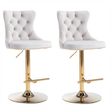 Two velvet studded bar stools at kitchen counter — Allure Home Collections