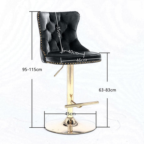 Pair of velvet height adjustable bar stools in contemporary kitchen — Allure Home Collections
