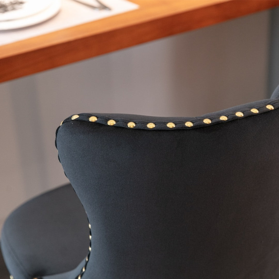 Side profile of height adjustable velvet stud bar stool — Allure Home Collections