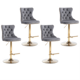 Height adjustable velvet swivel bar stool single with gold chrome base — Allure Home Collections