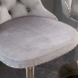 Velvet swivel bar stool showing full height adjustment range — Allure Home Collections