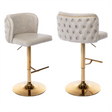 Elegant faux leather golden base swivel bar stools pair in beige — Allure Home Collections