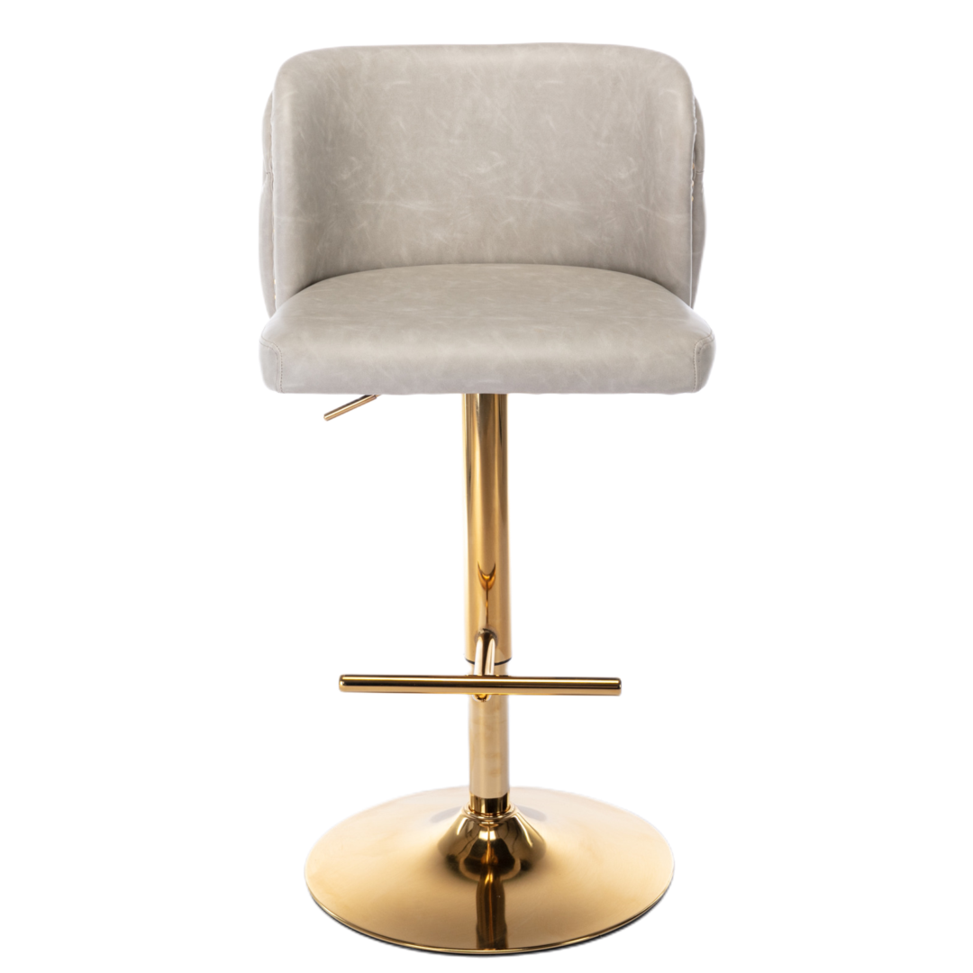 Elegant faux leather swivel bar stools showing height adjustment — Allure Home Collections