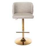 Elegant faux leather swivel bar stools showing height adjustment — Allure Home Collections