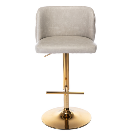 Elegant faux leather swivel bar stools showing height adjustment — Allure Home Collections