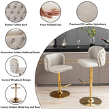 Two faux leather golden base bar stools at kitchen island — Allure Home Collections