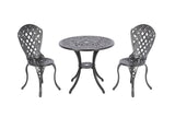Black aluminium outdoor chair and table detail