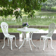 3 piece white aluminium outdoor setting with two chairs and table